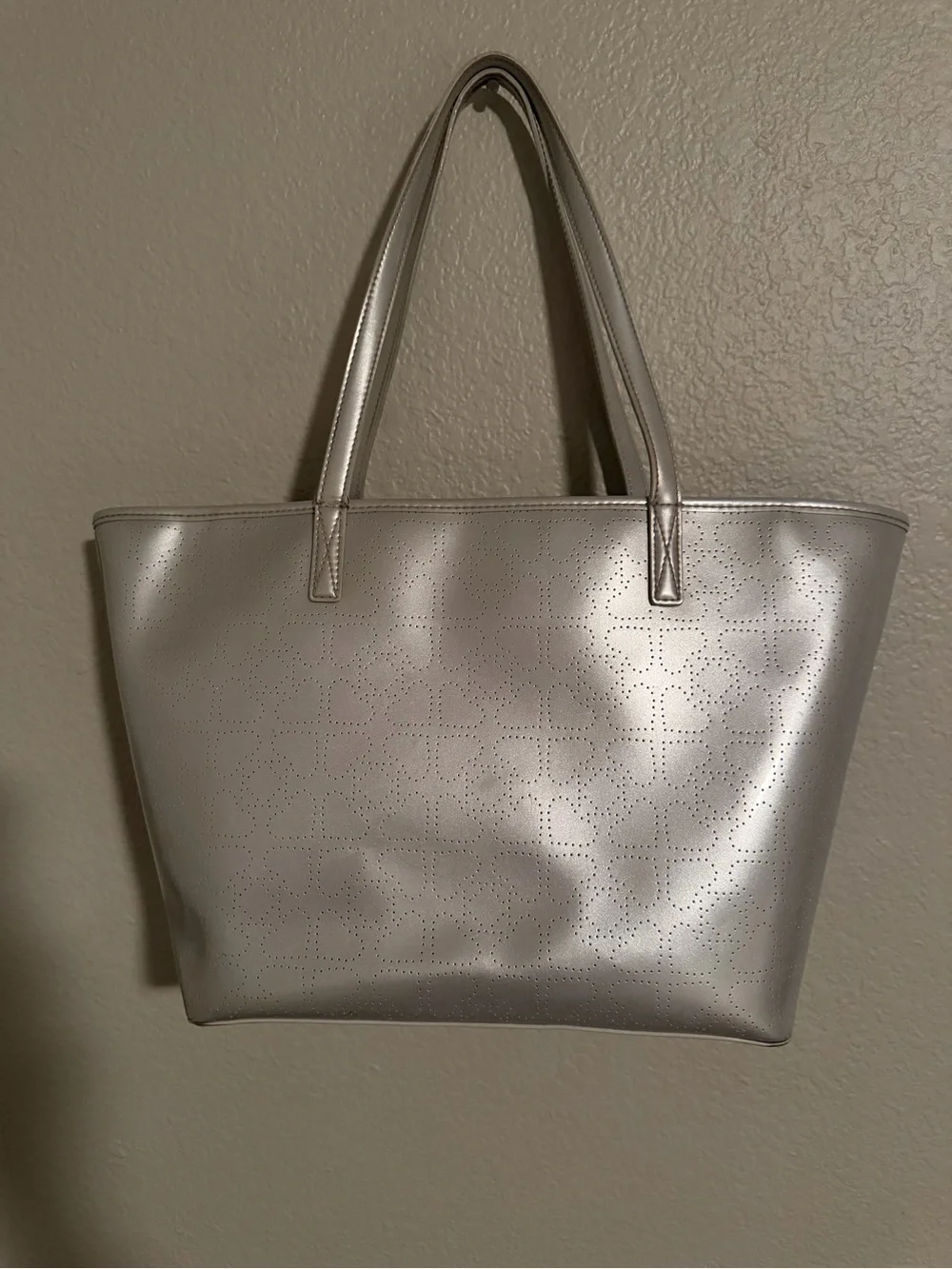 kate spade harmony Metallic Silver Perforated Leather Tote